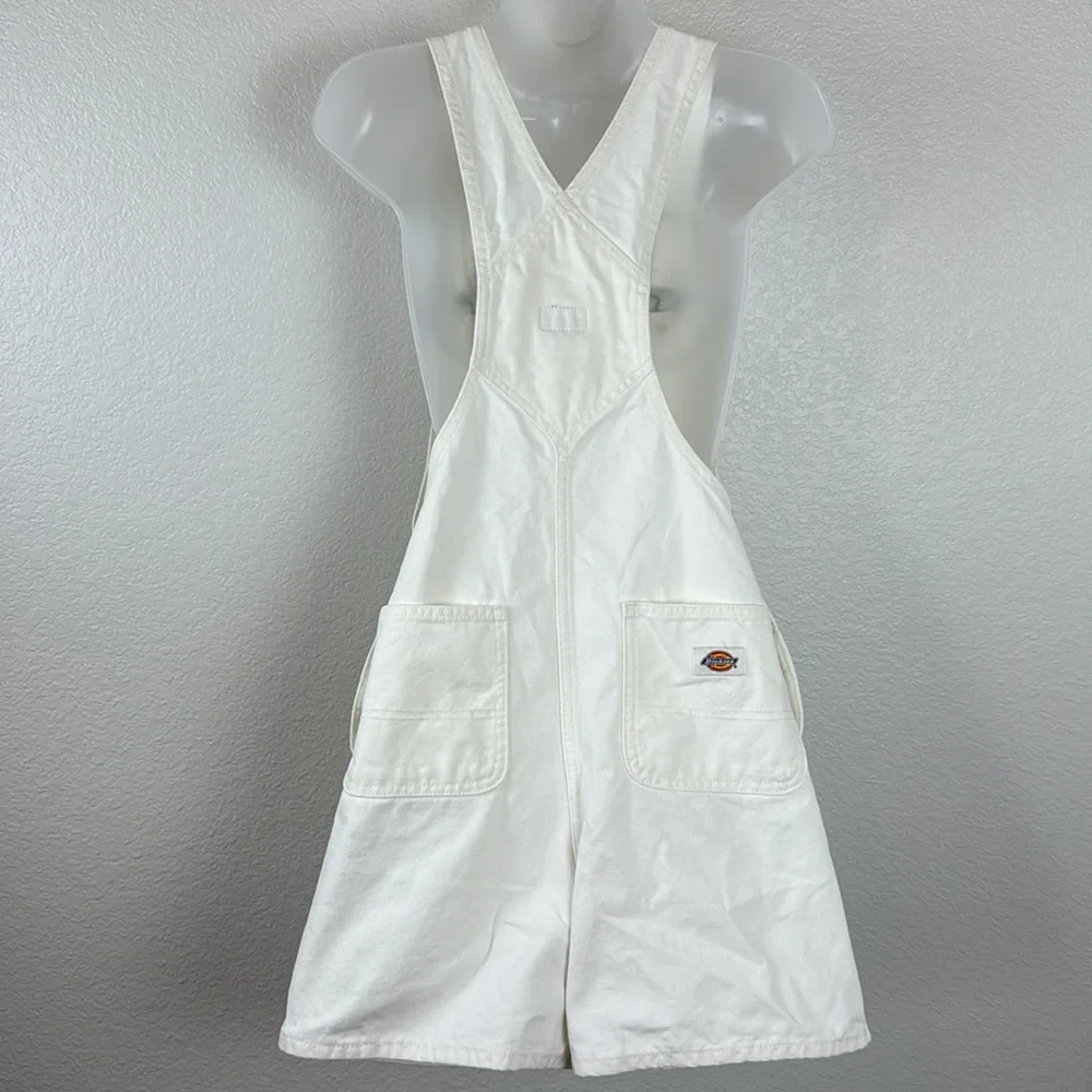 Dickies Duck canvas short bib overalls in stonewash cream Size X-Small NWOT - Picture 5 of 11